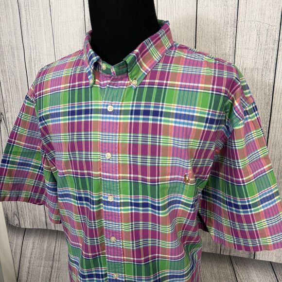Ralph Lauren Men's 4XB Mutlicolor Plaid Short Sleeve Button-Front Shirt - Picture 2 of 7
